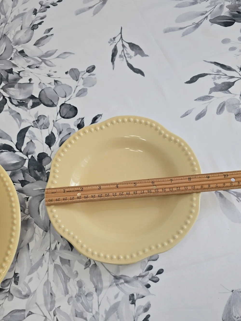 Pottery Barn Emma Beaded Yellow Dinner Plate & Salad Plate Portugal